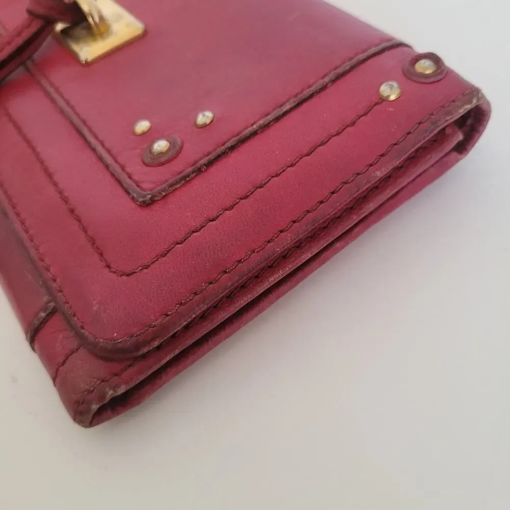Chloe Paddington Pink‎ Magenta Leather Large Wallet Envelope Missing Lock